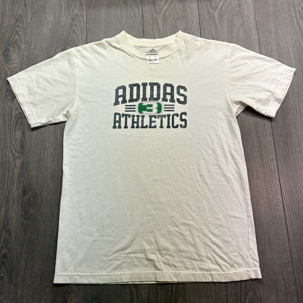 Vintage Adidas Athletics T Shirt Mens Large White Graphic Tee Made in Canada